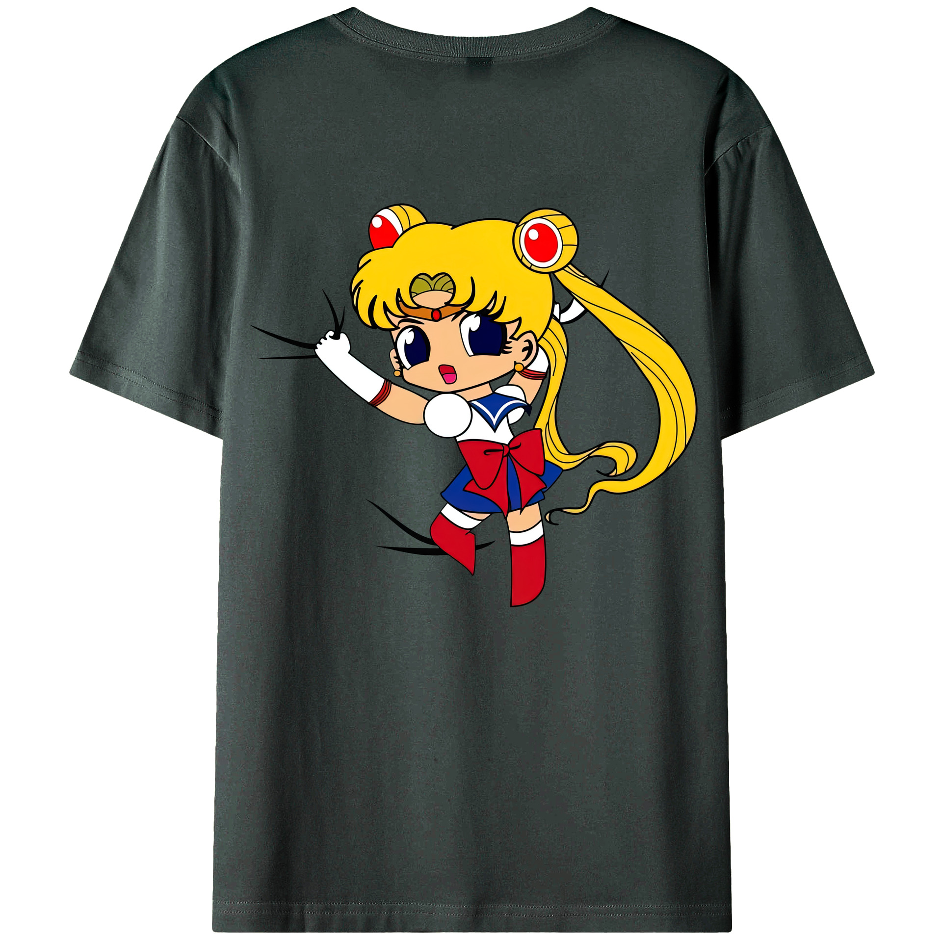 （画像用） 美少女戦士セーラームーン 月野 うさぎ つきの うさぎ Sailor Moon Tsukino Usagi 綿100％ メンズ半袖Tシャツ（バックプリント） 通気性